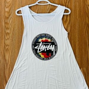 Stussy White Tank Top with Logo Design